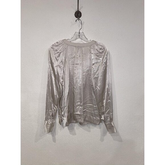 Rails Wynna Blouse Womens Medium Ivory Satin Long Sleeve Top Viscose Rayon Shirt - Picture 5 of 5
